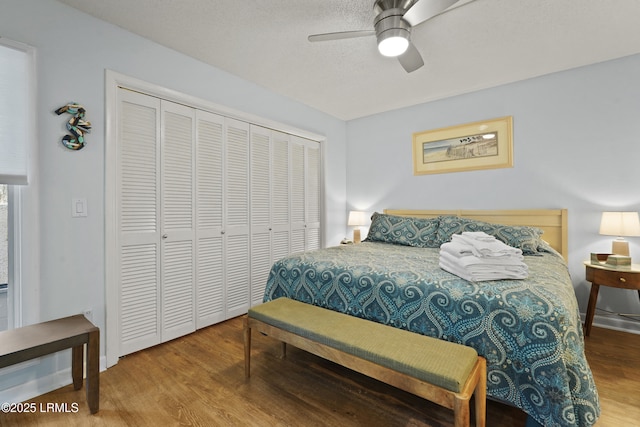20 Queens Folly Rd Unit 1967, Hilton Head Island, SC 29928 - bedroom featuring wood finished floors, a closet, and ceiling fan