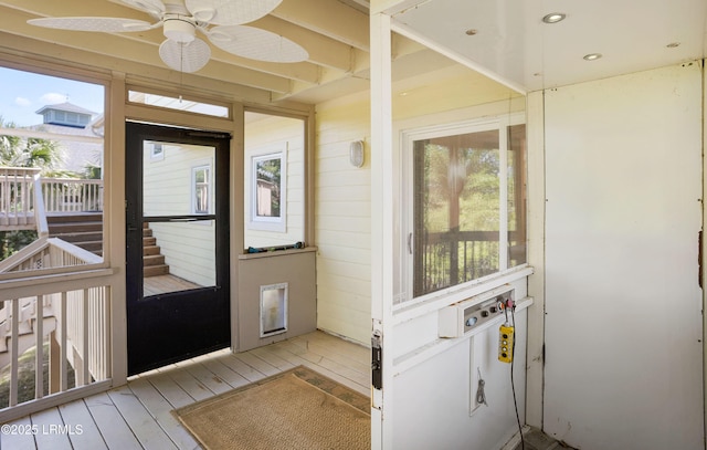 3 Ocean Marsh Ln, Harbor Island, SC 29920 - entryway with light wood-style floors and ceiling fan