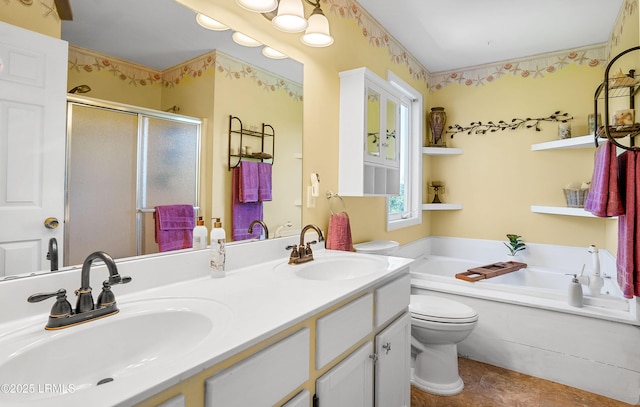 3 Ocean Marsh Ln, Harbor Island, SC 29920 - bathroom featuring a bath, a shower stall, double vanity, and tile patterned flooring