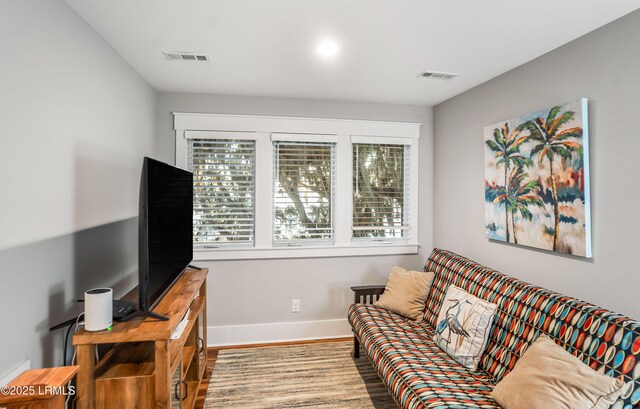 living room with hardwood / wood-style floors