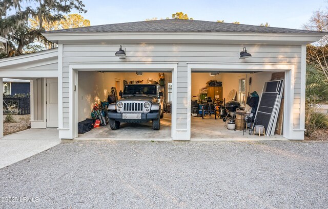 view of garage