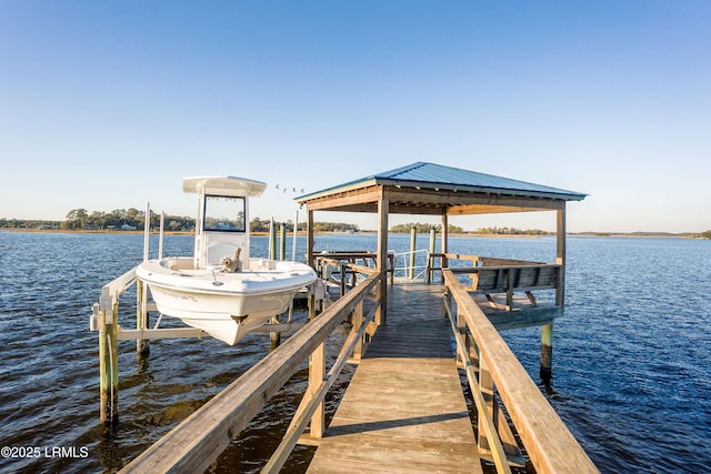 view of dock featuring a water view