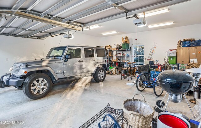 garage with a garage door opener