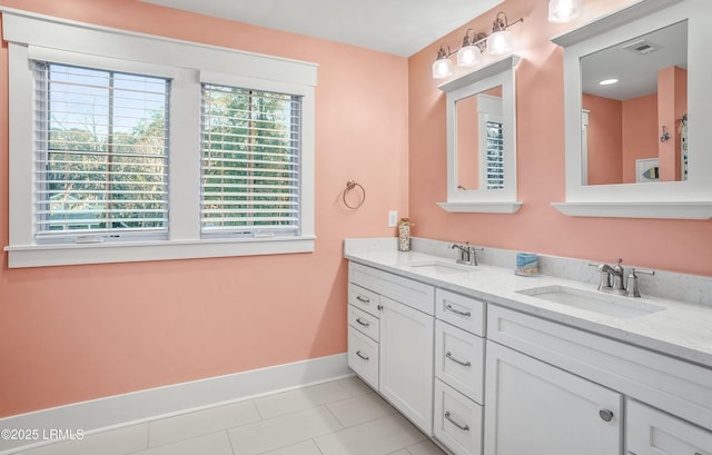 bathroom featuring vanity and tile patterned floors