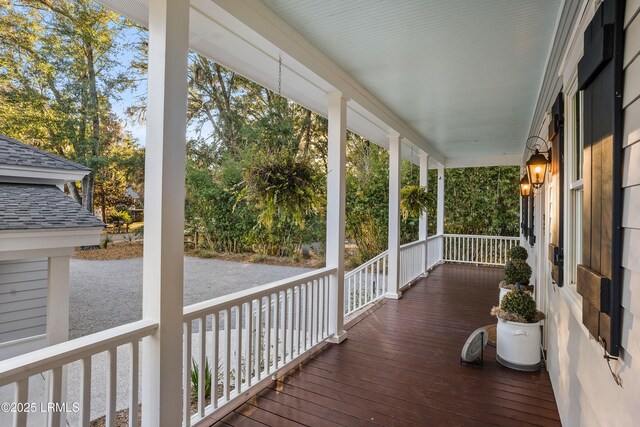 wooden deck with covered porch