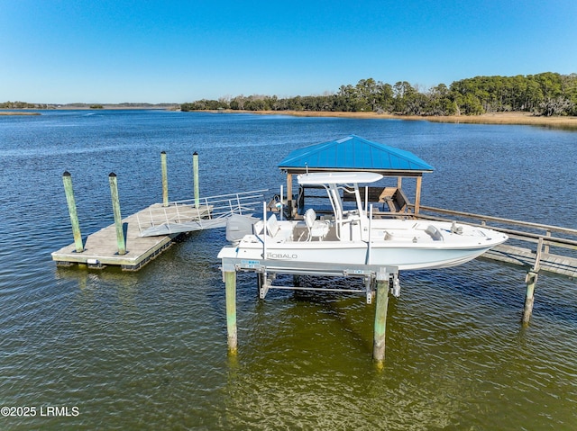 dock area featuring a water view