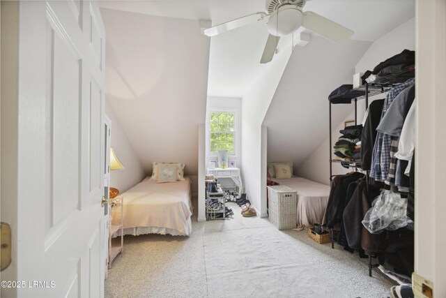2 Lenox Ln, Hilton Head Island, SC 29926 - bedroom with lofted ceiling and ceiling fan