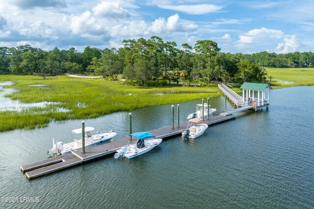 view of dock featuring a water view