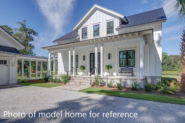 modern inspired farmhouse featuring a porch