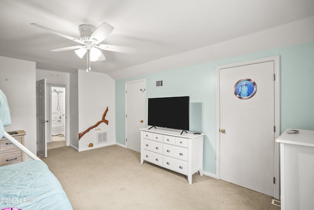 91 Heartstone Cir, Bluffton, SC 29910 - bedroom with light colored carpet, ceiling fan, and ensuite bath