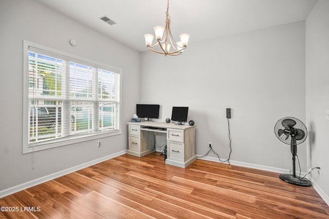91 Heartstone Cir, Bluffton, SC 29910 - unfurnished office with a chandelier and light wood-style floors
