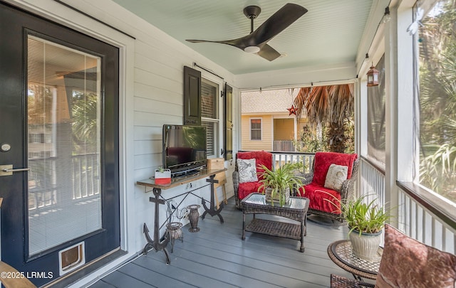 8 Battery Point Ln, Beaufort, SC 29902 - sunroom / solarium featuring ceiling fan