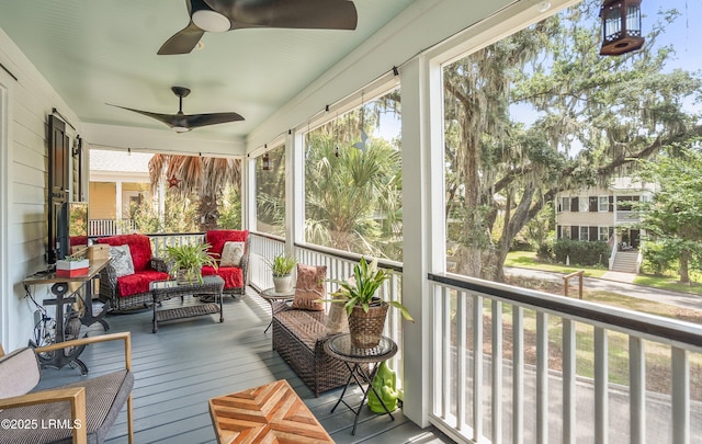 8 Battery Point Ln, Beaufort, SC 29902 - sunroom with a ceiling fan, healthy amount of natural light, and an outdoor living space