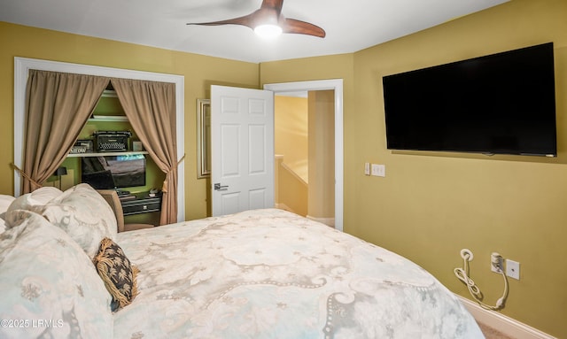 8 Battery Point Ln, Beaufort, SC 29902 - bedroom featuring a ceiling fan and baseboards