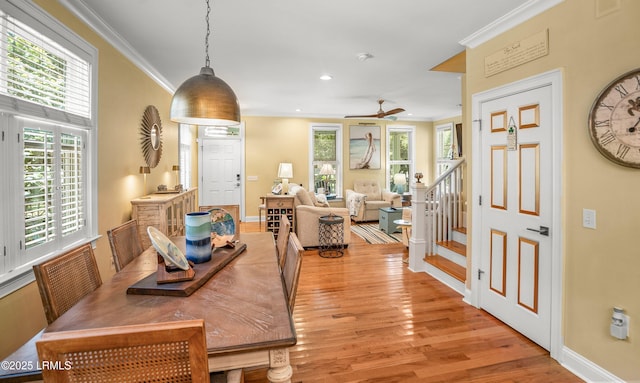8 Battery Point Ln, Beaufort, SC 29902 - interior space with light wood finished floors, crown molding, healthy amount of natural light, recessed lighting, and ceiling fan