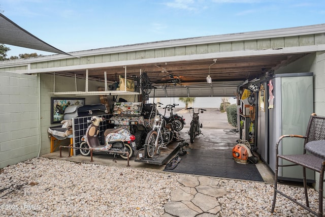 view of garage