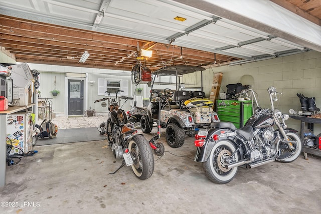 garage with a garage door opener