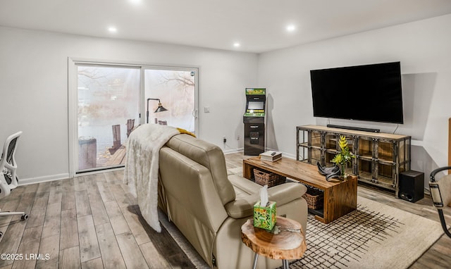 living room featuring hardwood / wood-style flooring