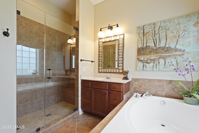 19 Lynnfield Pl, Bluffton, SC 29910 - full bath with a shower stall, vanity, a bath, and tile patterned flooring