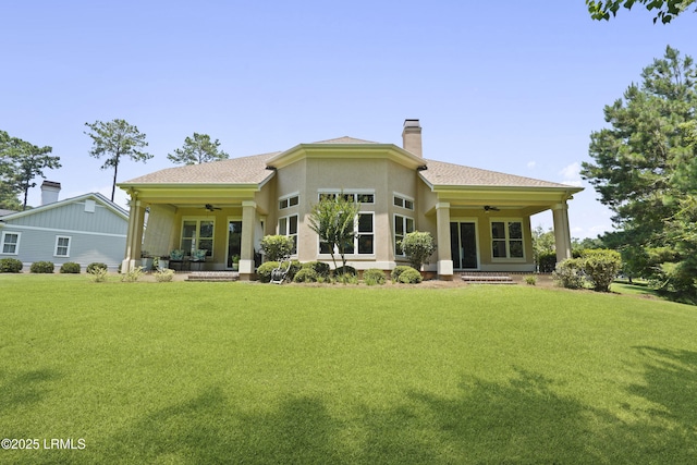 19 Lynnfield Pl, Bluffton, SC 29910 - rear view of house featuring a ceiling fan, a yard, and a porch