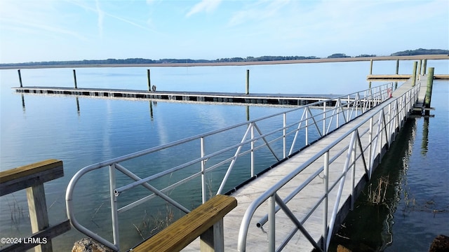 dock area with a water view