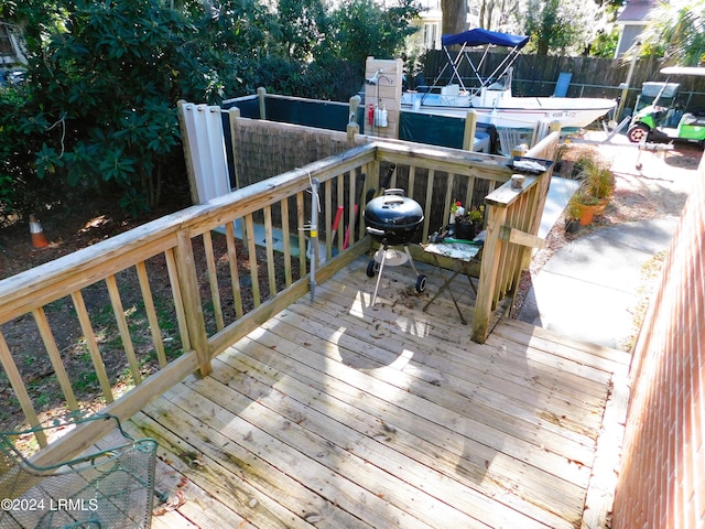 deck with a grill