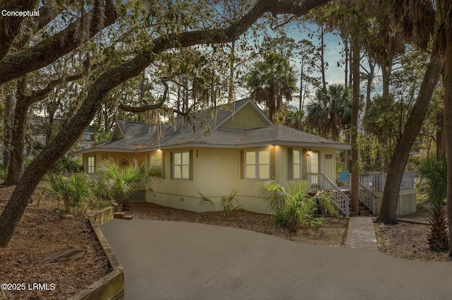 838 Fiddlers Ridge Rd, Fripp Island, SC 29920 - view of front of home with crawl space and a shingled roof