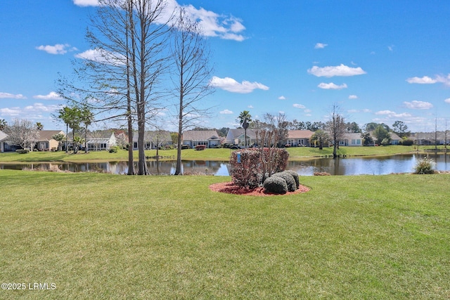 view of water feature with a residential view