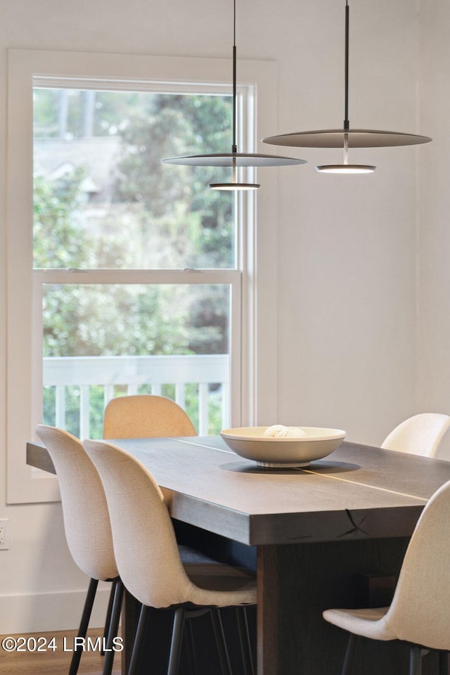 dining space featuring hardwood / wood-style flooring