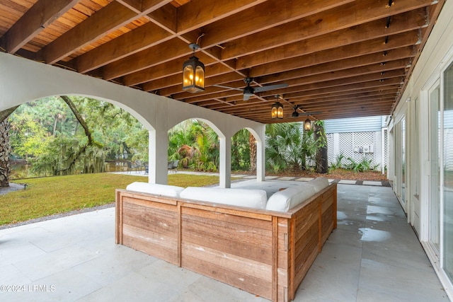 view of patio with ceiling fan