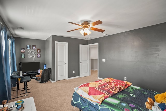 42 Kiawah Dr, Beaufort, SC 29906 - carpeted bedroom with baseboards, a ceiling fan, and an office area