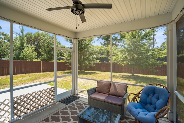 42 Kiawah Dr, Beaufort, SC 29906 - sunroom featuring ceiling fan, an outdoor hangout area, and plenty of natural light