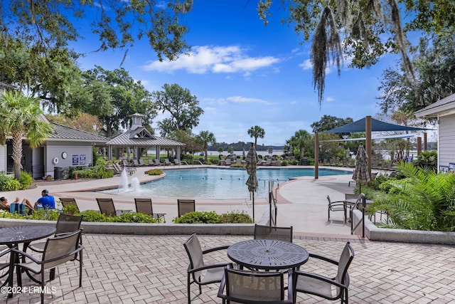 pool with a gazebo