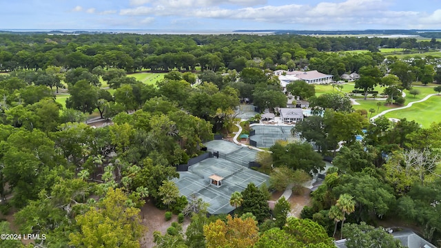 bird's eye view with a forest view