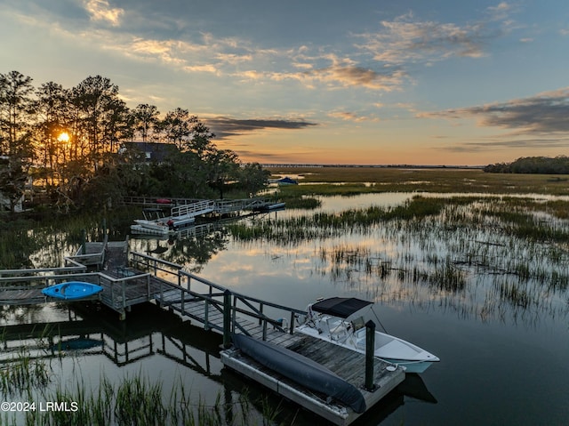 dock area featuring a water view