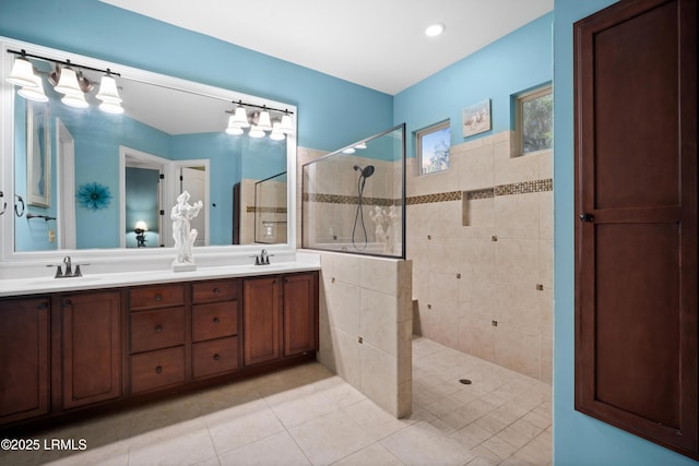 33 Little Pine Ct, Bluffton, SC 29910 - full bathroom with double vanity, walk in shower, tile patterned floors, and a sink
