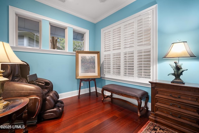 33 Little Pine Ct, Bluffton, SC 29910 - living area with baseboards, ornamental molding, and wood finished floors