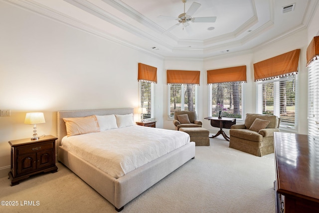 67 Winding Oak Dr, Okatie, SC 29909 - bedroom with light colored carpet, multiple windows, crown molding, and a raised ceiling