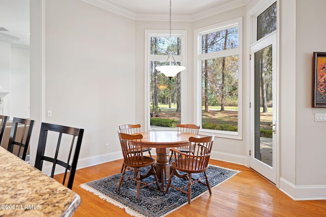 67 Winding Oak Dr, Okatie, SC 29909 - dining space with baseboards, ornamental molding, and light wood finished floors