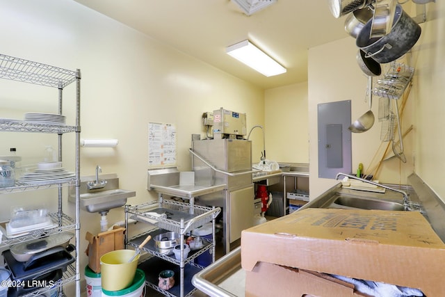 interior space featuring sink and electric panel