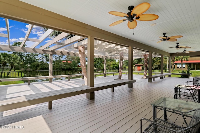 wooden deck with a pergola