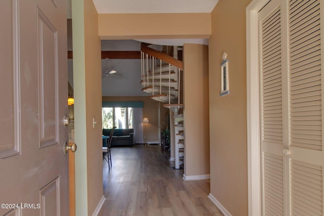 hall featuring wood-type flooring