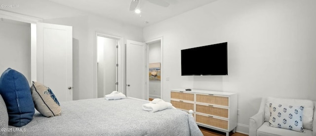 bedroom featuring ceiling fan