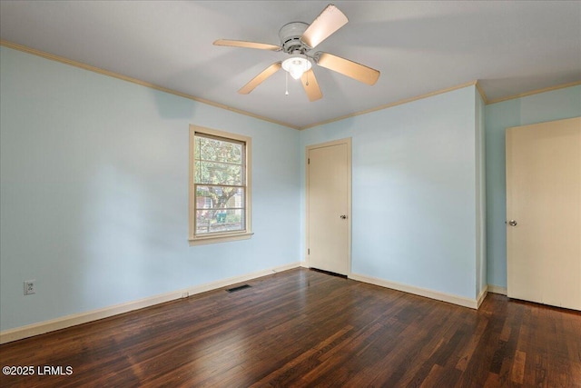 1803 Sixth St, Beaufort, SC 29902 - empty room with crown molding, wood finished floors, and a ceiling fan