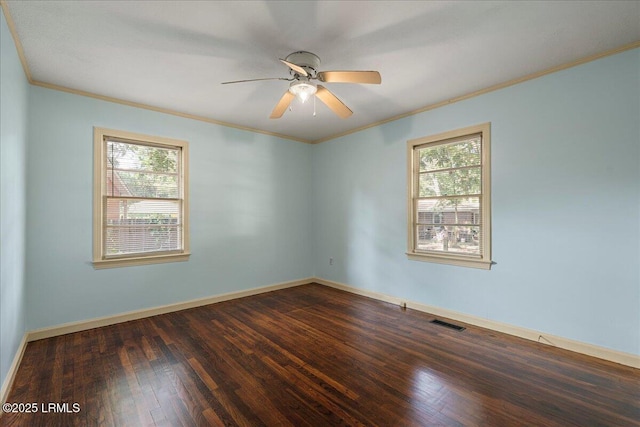 1803 Sixth St, Beaufort, SC 29902 - unfurnished room featuring dark wood-type flooring, ceiling fan, and ornamental molding