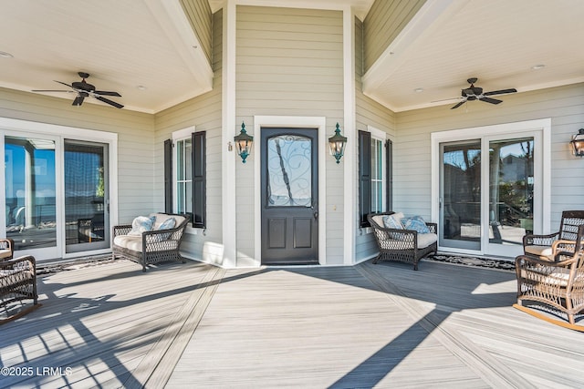 deck featuring a ceiling fan