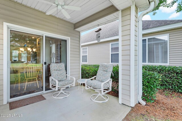 view of patio with a ceiling fan