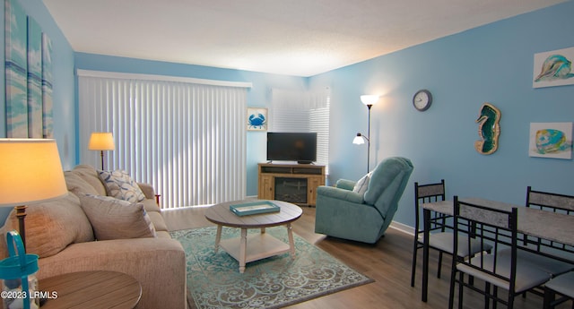 living room with hardwood / wood-style floors