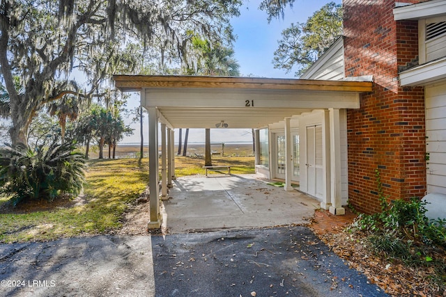 view of patio / terrace with a carport