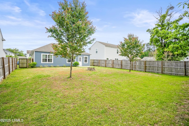 42 Pacolet Ln, Beaufort, SC 29906 - view of yard featuring a fenced backyard and a fire pit